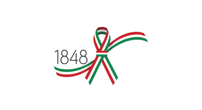 Hungarian Revolution 1848 ribbon symbol with red white and green colors