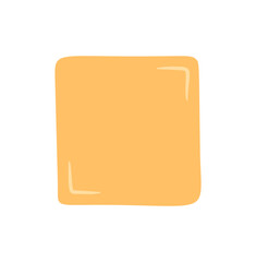 Hand drawn yellow organic square icon with playful blob form in patch shape. Abstract rectangle with text badge layout, background for modern design template or creative card format.