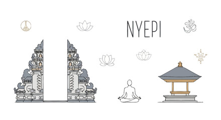 Balinese temple gate Nyepi meditation