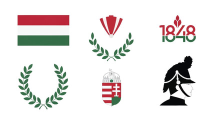 Hungarian flag and national symbols Hungary coat of arms laurel wreath