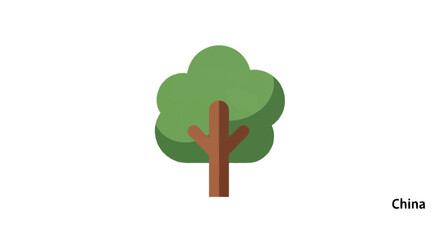 Green tree with brown trunk and branches cartoon tree