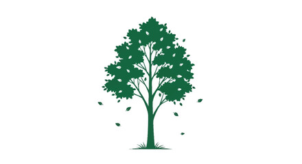 Green tree with leaves falling wind nature