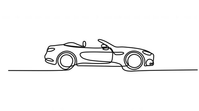 Continuous One Line Car Animation Vector Line Art