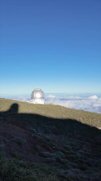 View of the Roque de los Muchachos Observatory on the Caldera de Taburiente in La Palma