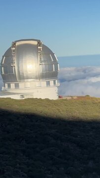 Timelapse: View of the Roque de los Muchachos Observatory telescope on the island of La Palma, Spain