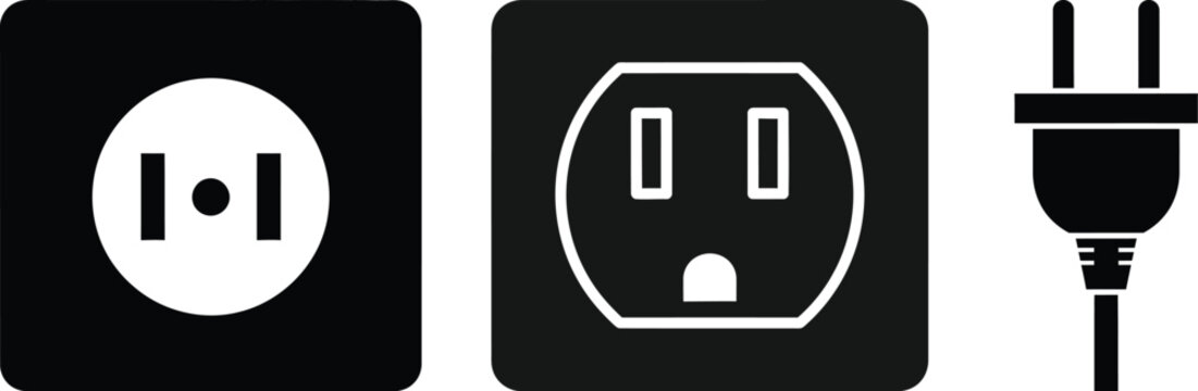 Electrical outlet and plug icons