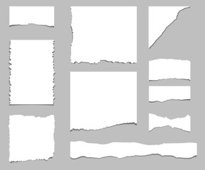 Obraz premium Set of Torn sheets of paper. Torn paper strips. Vector illustration