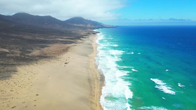 Tenerife, Canary Islands, drone flight along Cofete beach