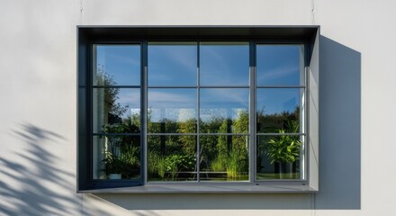 Fototapeta premium Modern Architectural Window with Reflective Glass.