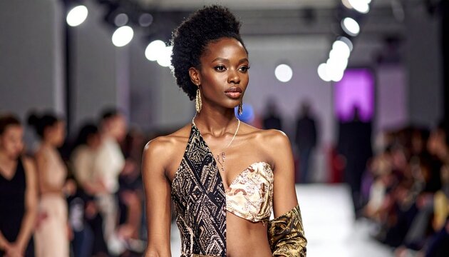 Junge Frau als Model bei exklusiver Fashion Show
