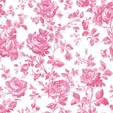 floral pink french toile pattern