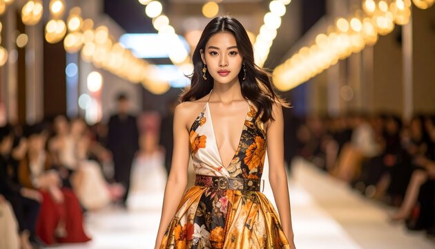 Junge Frau als Model bei exklusiver Fashion Show