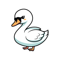 Obraz premium Cartoon duck mascot character smiling isolated on white background vector illustration
