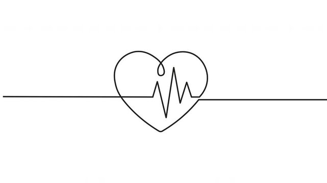 Continuous One Line Heart Animation Vector Line Art