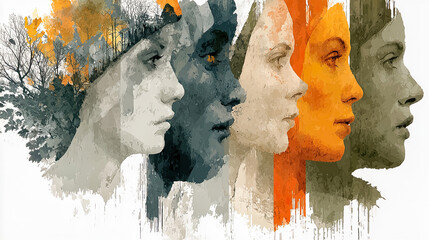 Artistic composition of women merged with natural elements in a visual tribute to femininity - Generated with AI