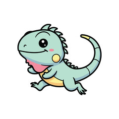 Obraz premium Happy Cartoon Dinosaur Running with Joyful Expression on White Background