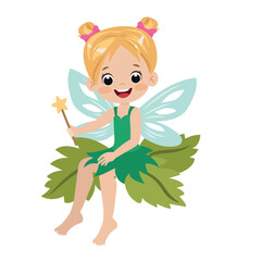 Cute little  garden fairy  vector cartoon illustration