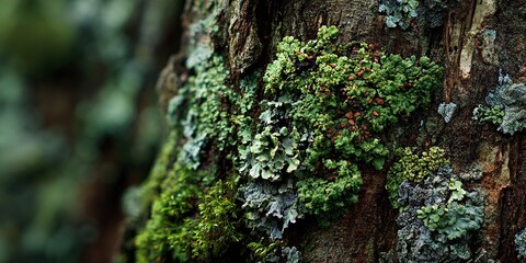 Obraz premium Forest landscape with stones covered green moss. Beautiful nature background. Moss detail close up, soft focus