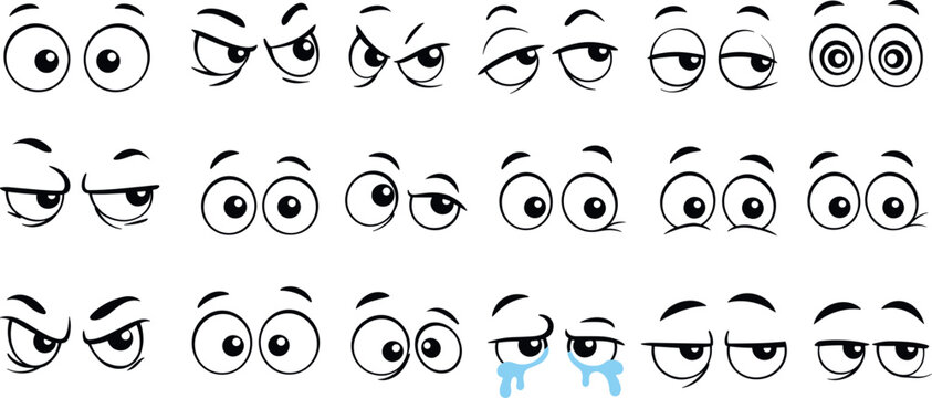 Cute Cartoon Face Expressions Set in Vector Style