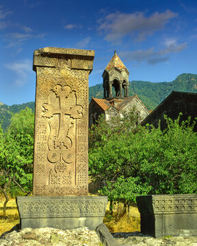 Old Khachkar (cross stone), Haghpat monastery, Armenia, UNESCO World Heritage Site