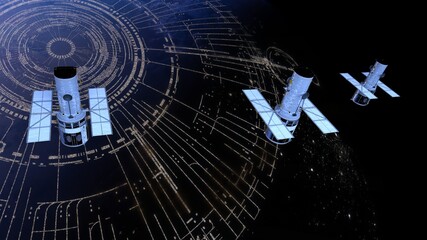 人工衛星と地球　3DCGレンダリング  © tsuneomp