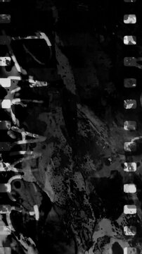 Vertical Black and white Grunge analog dye interaction texture. High quality 4k footage