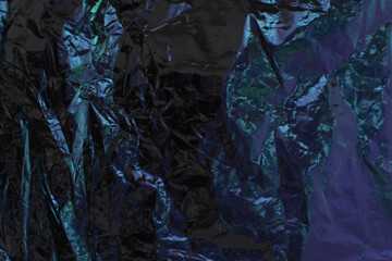 Dark iridescent metallic foil abstract background