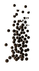 Scattered Black Peppercorns Isolated Realistic Photo with Transparent Background