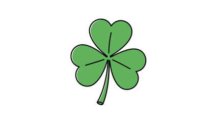 Four Leaf Clover Illustration Green Leafy Stem.
