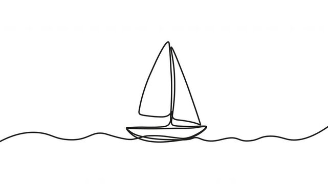 Sailing boat, minimalist line art, nautical icon, simple vector graphic