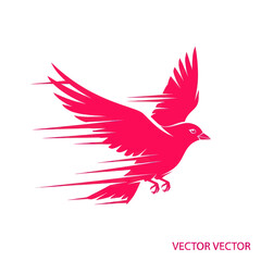 Obraz premium Vibrant Pink Bird Flying with Motion Blur Effect, Abstract Vector Art