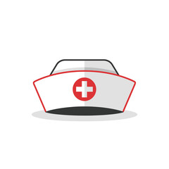 Fototapeta premium Nurse Cap Icon with Red Cross Symbol on White Background - Healthcare Concept