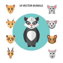 Fototapeta premium Animal Faces Vector Bundle