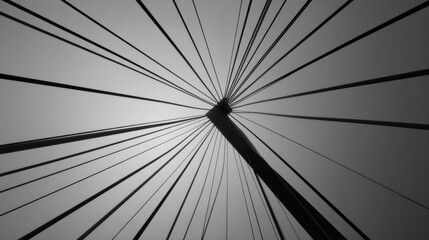 Lines of Tension Meet at a Central Point in an Abstract Representation of Chaos and Calm Above Ground in a City Setting