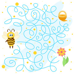 Maze game. Where does the bee want to go?
Vector illustration for children's entertainment, activity books, school worksheet.
