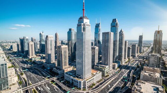 Aerial view of modern city skyline