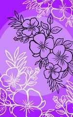 A flower in line art style, with a purple monochromatic background, giving it a calm and mysterious feel. Digital artwork illustration