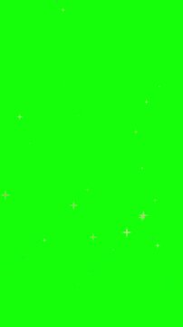 Smartphone-ratio animation of night sky featuring scattered, twinkling stars, on green screen, creating a serene, calming and minimalistic atmosphere.