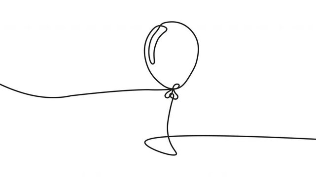 Continuous One Line Drawing Animation Loop of Minimal Balloon Line Art