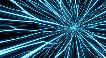 Obraz premium Blue Light Trails in Futuristic Motion with Dark Background and Neon Glow for Technology Backgrounds
