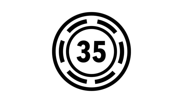 40-second black circular countdown timer with rotating dashed rings on a white background.