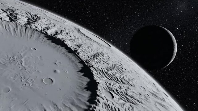 Lunar Surface with Craters and Celestial Body