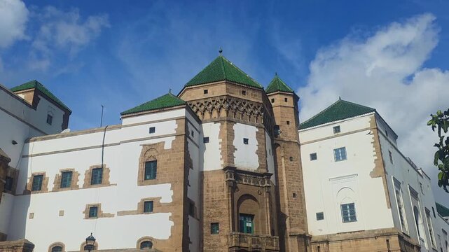 low angle view of Mahkama du Pacha, or Pacha&rsquo;s courthouse in habous , was built as both a court of justice and an events area for state occasions.Casablanca, Morocco 
