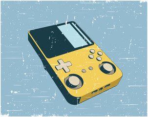 Portable game console for retro gaming old poster © blacklight_trace