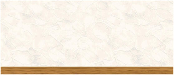左官風の塗り壁と木の棚のベクターモックアップ背景｜Plaster Style Wall and Wooden Shelf Vector Background Set