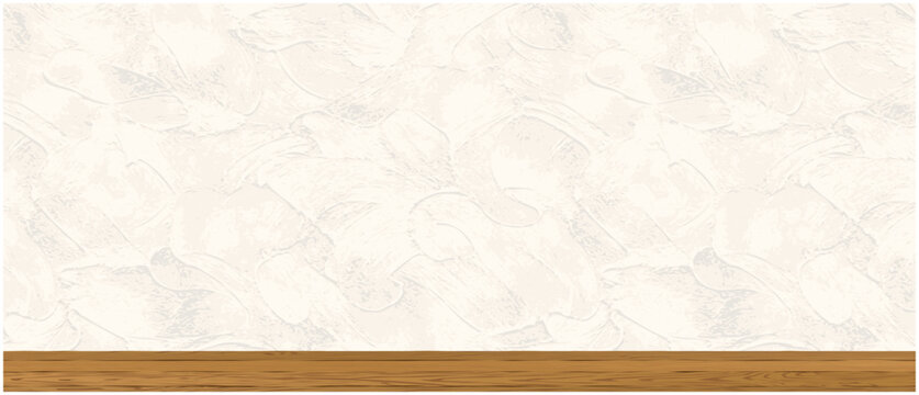 左官風の塗り壁と木の棚のベクターモックアップ背景｜Plaster Style Wall and Wooden Shelf Vector Background Set