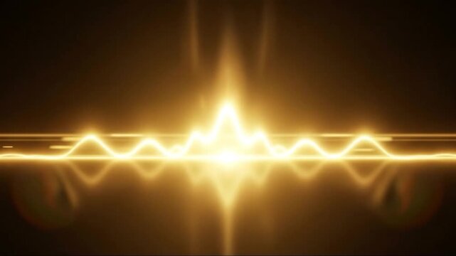 A vibrant sound wave visualization emanating from a central light source, 0130(29).mp4, representing an energetic and dynamic scene.