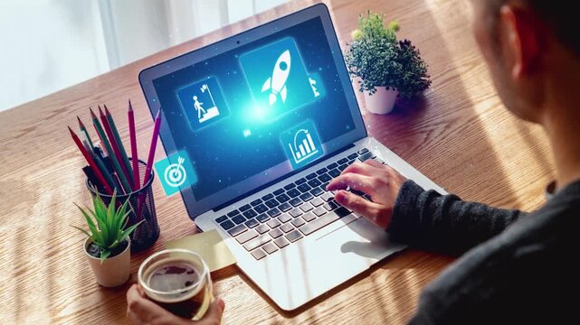 Startup launch and business growth concept, rocket symbolism, entrepreneurship, startup innovation, and early-stage success strategies for new business development and expansion. Spire