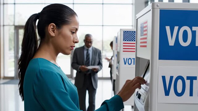 Woman voting in polling station