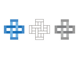 Obraz premium Pharmaceutical cross logo design, vector illustration, isolated on transparent background